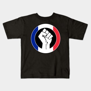 Black Lives Matter Fist Circled Flag France Kids T-Shirt